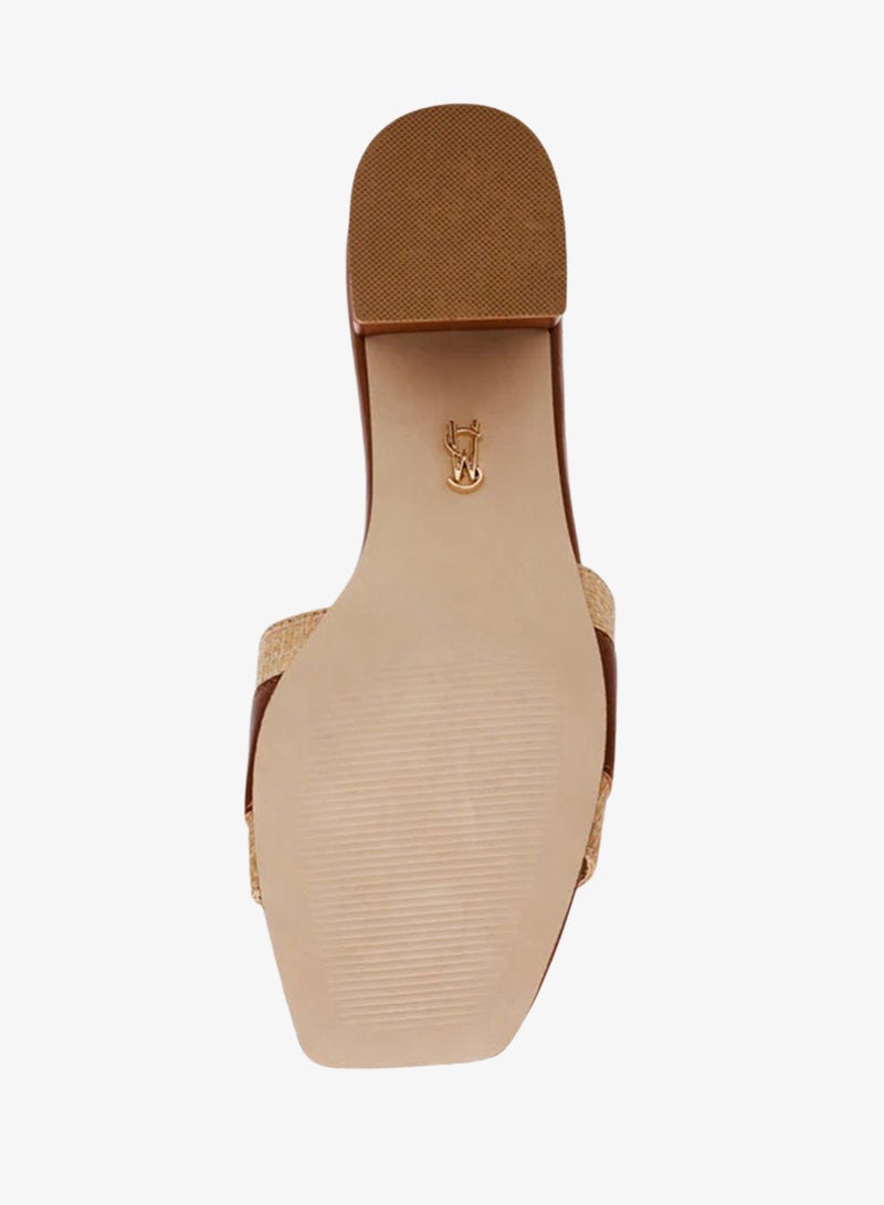 ستيف مادن صنادل جلد النابا بتفاصيل من الرافيا على شكل عظم - Image 5